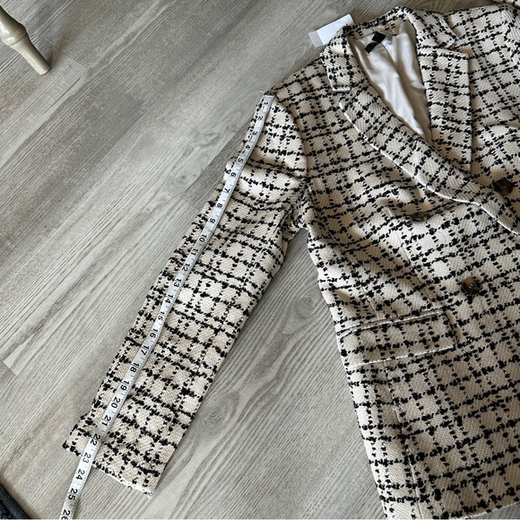 NWT Ann Taylor Black and White Double Breasted Tweed Blazer Jacket 8 - Picture 12 of 12